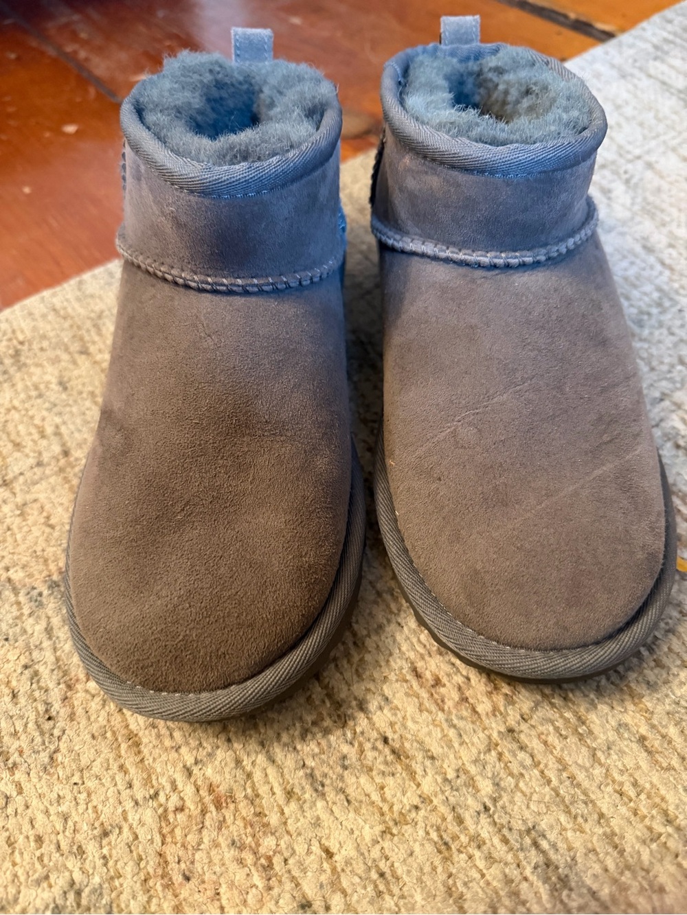 UGG Kids Cozy Suede One-Piece Booties in Gray
